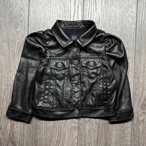 Vintage Baby Gap Imitation‎ Leather Jacket Size 2Y Trucker Y2k